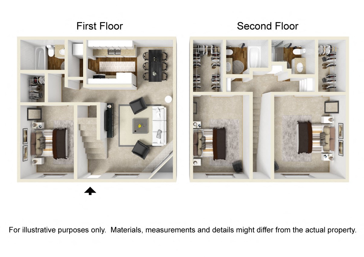 Floor plan for 3 beds, 3 baths, 1546 sqft